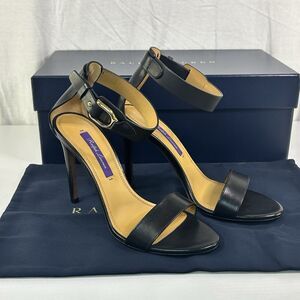 Ralph Lauren Purple Label Colson Black High Heel Sandal Ankle Strap 36 B/5.5 NIB